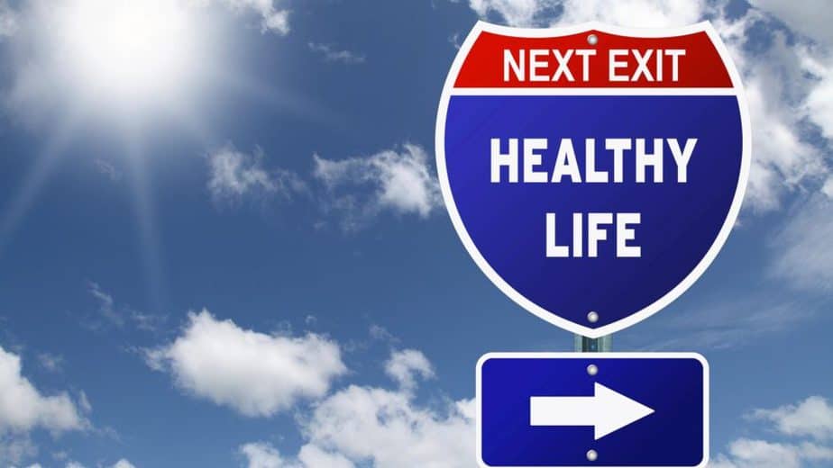 interstate highway sign saying "next exit: healthy life" with arrow pointing right